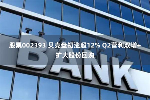 股票002393 贝壳盘初涨超12% Q2营利双增+扩大股份回购