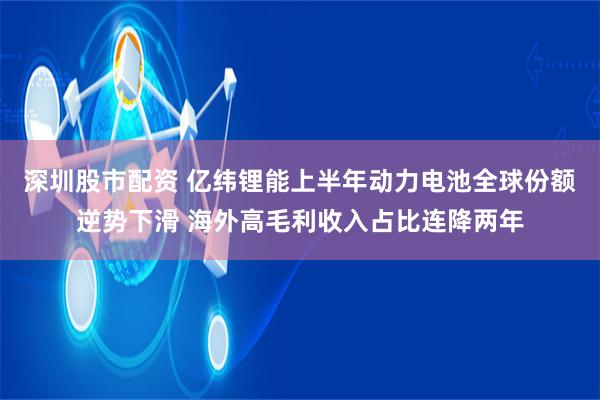 深圳股市配资 亿纬锂能上半年动力电池全球份额逆势下滑 海外高毛利收入占比连降两年